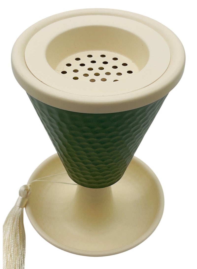 AKDC Metal Incense Burner 12cm*17cm, Ivory/Green - Image 3
